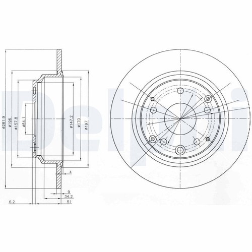 Rear brake disc - x2, delphi