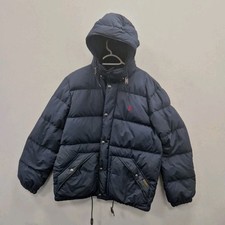 Ralph Lauren Polo Chunky Puffer Padded Down Navy Hooded Jacket Coat Size Large