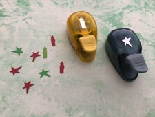 2 New & Used Small EK SUCCESS Christmas Candle & Shooting Star Card Punch