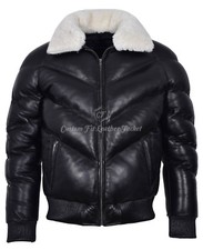 Men's Puffer Leather Jacket