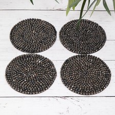 4 x Grey Metallic Glass Beaded