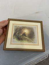 Vintage Andres Orpinas Signed Landscape Farmhouse Cottage small Print Framed