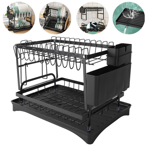 Iron dish drainer with wooden - drainer,
