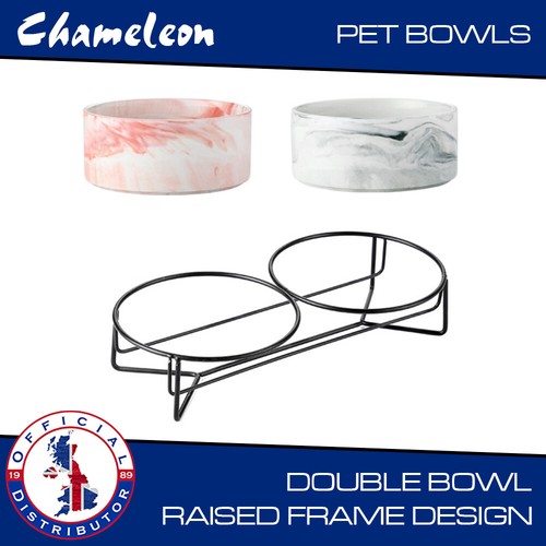 Large double dog bowl ceramic - double,