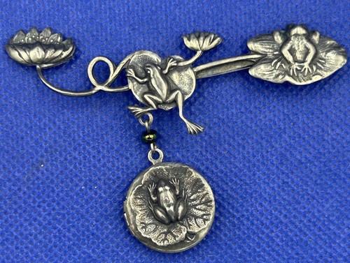 Antique sterling silver frog - sterling,