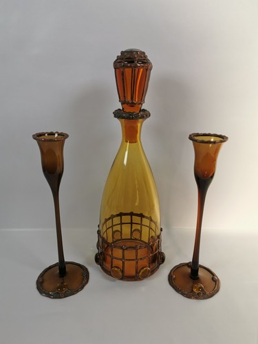 Amber copper decanter with - amber/copper,