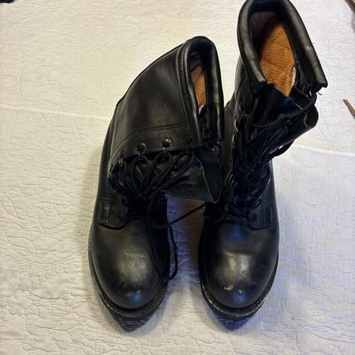 Black leather combat - leather, boots
