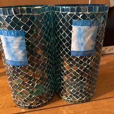 Mosaic blue  Glass Vase Candle Holder Decor
