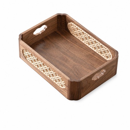 Wood box with handles walnut - box,