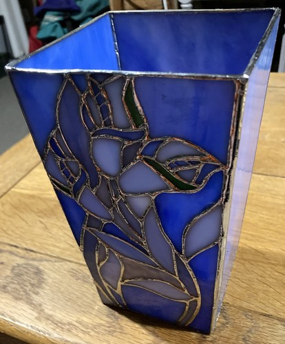 Vintage stained vase - stained, blue