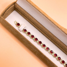 Yellow Gold Finish Red Ruby