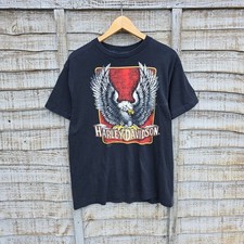Vintage 90s Harley Davidson 3D Emblem Eagle Print Mens Single Stitch T Shirt