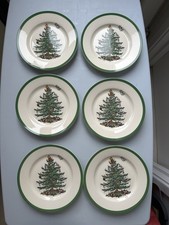 SPODE  CHRISTMAS  TREE    6 SIDE/SALAD  PLATES 8" - USED