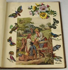 Victorian Era ALBUM OF SCRAPS DECOUPAGE With Ca 180 Decoupages 1872 Flowers Bird