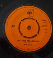 BOB DYLAN--TIMES THEY ARE A- CHANGING-HONEY--7" VINYL 45 -ORIG UK CBS-1965-V/G+
