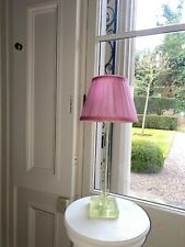 Art Deco Style Green Tapered Table Lamp & Faux Silk Pink LAURA ASHLEY Shade,