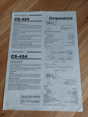Pioneer 454 speakers - pioneer,