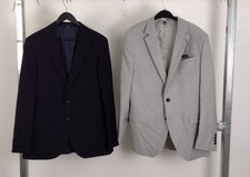 M&S Mens 2pcs Single Breasted Blazers Black Grey Patterned Size 40" Chest NEW F2