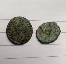 Metal detecting finds, two unresearched bronze Roman coins 