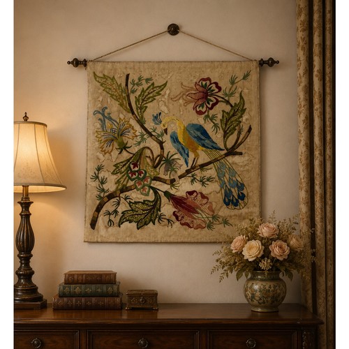 Antique indian jacobean bird - bird, &