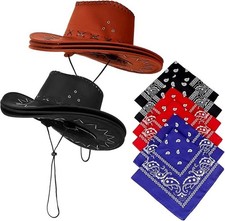 Cowboy Hat & Paisley Bandana Set – Western Fancy Dress Costume Accessory