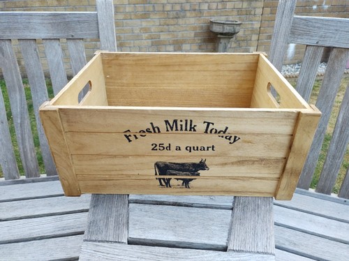 Wooden crate with cow - with,