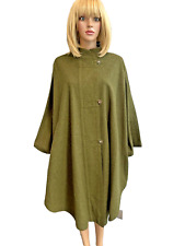 RESI HAMMERER Khaki Green Pure New Wool Cloak / Cape One Size Fits Most
