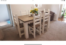 Farmhouse Style, Rustic Dining Table And 6 Chunky Chairs