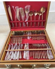 Vintage Bronze Faux Bamboo Cutlery Set (138 Pieces Incl Serving Items)