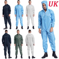 UK Men Coveralls Side Pockets Overall Hoodie Jumpsuits Paint Suit Spray Nylon