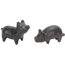 A pair of small cast iron pigs piggies piglets gift ornament farm animal