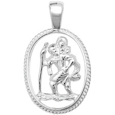 SILVER ST CHRISTOPHER PENDANT  18 INCH SILVER CHAIN 925 STERLING SILVER NEW