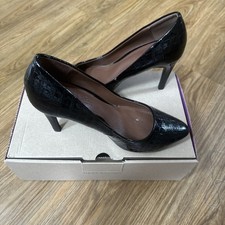 'Next' Forever Comfort Women's Black Leather Croc Heels Shoes Size 5 Wide Fit