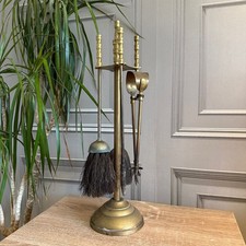 4x Piece Brass Fire Companion Set Fireplace Accessories Fire Side Tools Poker