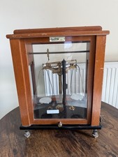 Large OERTLING Lab Pharmacy Laboratory Scales Wooden storage box. Apothecary. 