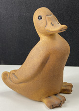 Suzie Marsh Textured Orange / Brown Pottery Duck  6" Tall Figurine/Ornament 
