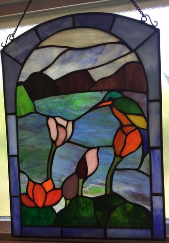 Stained glass bird tulip - bird,