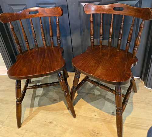 Pair vintage beech windsor - pair,