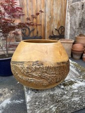 Large Wooden Planter Pot Rustic Tree Trunk With Great Patina Very Heavy Sturdy