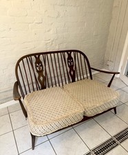 Vintage Ercol Windsor 2 Seater Sofa Model 203 Dark Beech Golden Dawn Cushions