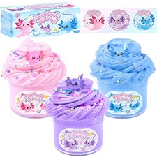 3 Pack Axolotl Butter Slime Age 3+, Butter Slime Kit with Pink, Blue, Purple
