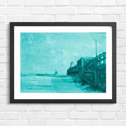 Seaside pier with boat and - boat,