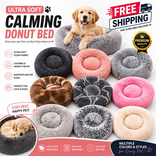 Calming donut dog bed fluffy - donut,