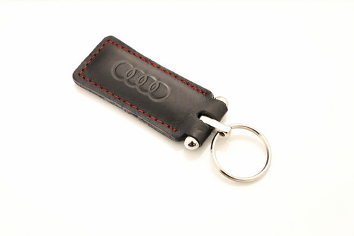 Leather keychain black - leather,