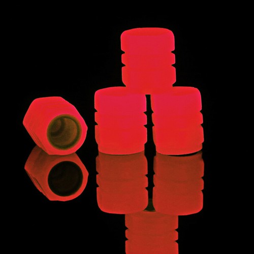 4pcs red tire valve - tire, caps