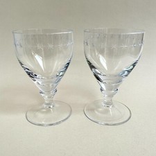 Rare Pair of VINTAGE WILLIAM YEOWARD Crystal Glass Rummers Goblets Etched Signed