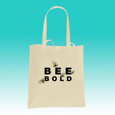 Bee Bold Natural Cotton Tote Bag - Bumblebee Honeybee Couragous Daring Fearless