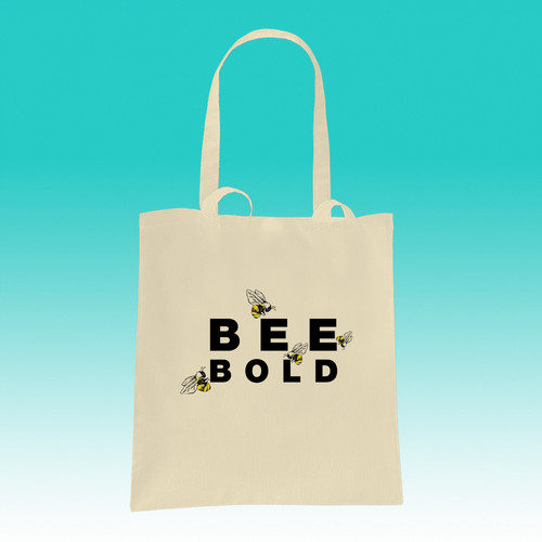 Bee bold natural cotton tote - natural,