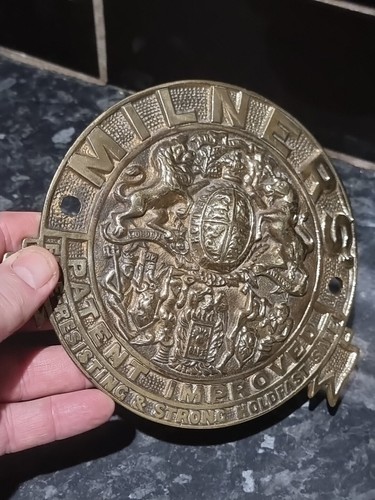 Antique brass embossed milners - brass,