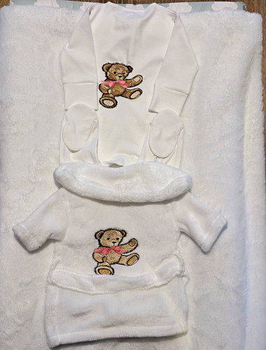 Newborn dressing gown and baby